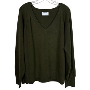 Old Navy SoSoft Solid Green V-Neck Relaxed Fit Casual Knit Sweater Top Large L